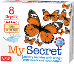 Hygienické vložky MySecret - Drysilk SUPER 8 KS